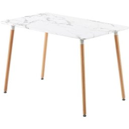 Table à manger de 4 à 6 personnes style morden-Panneau de placage de marbre mat-pieds en bois-110 x