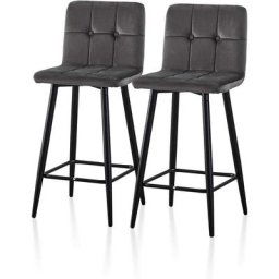 Tabouret de Bar Lot de 2, Chaise avec Dossier et Repose-Pieds, Bar en Velours Tabourets de comptoir