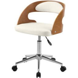 Chaise de bureau sur roulettes en bois et pu - Louis - Blanc