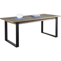 Table 180x90 cm extensible à 240 cm chêne naturel avec pieds en métal peint chêne et gris