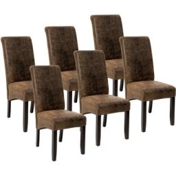 Tectake - Lot de 6 chaises aspect cuir - lot de 6 chaises salle a manger, chaises de cuisine,