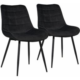 Lot de 2 chaises en velours LOUISE noires - Noir