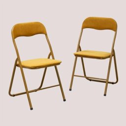 Pack 2 Chaises Pliantes en Velours Iraida Sklum Moutarde - Moutarde