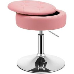 Tabouret de Coiffeuse Capitonné, Pouf de Rangement d'appoint avec Couvercle Réversible, Chaise de