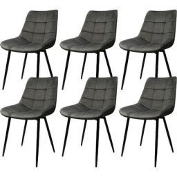 Dyhf - Lot de 6 chaises en velours.Chaises de salle à manger.Chaise de cuisine Gris foncé