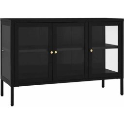 Buffet Noir 105x35x70 cm Acier et verre Vidaxl Noir