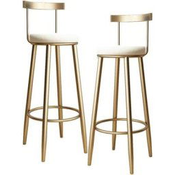 Tabourets de Bar à Hauteur de comptoir avec Dossier Tabouret Haut Coussin en Velours en métal doré