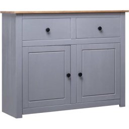 Buffet Bas Contemporain Décor - Gris 93x40x80cm Pin solide Assortiment Panama - Meuble de rangement