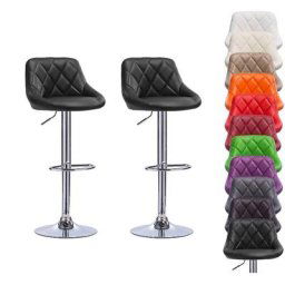 Lot de 2 Tabouret de Bar Tabouret de Comptoir Siège Rembourré en pu Réglable en Hauteur 360°