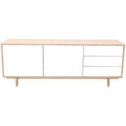 Buffet scandinave bois et blanc 2 portes 3 tiroirs L195cm sid - Bois clair / blanc