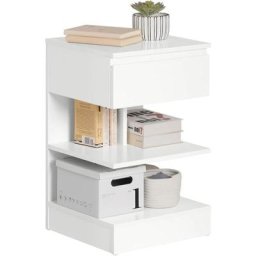 Bout de Canapé Table d'appoint Table de chevet avec 1 tiroir et 2 étagères de rangement FBT49-W