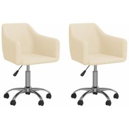 Chaises pivotantes à manger lot de 2 crème tissu Vidaxl Crème
