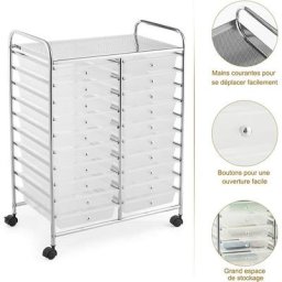 Costway - Tour de Rangement sur Roulettes avec 20 Tiroirs 64 x 39 x 88 cm Chariot de Rangement pour