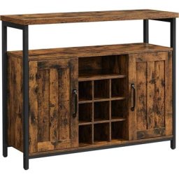 Meuble de Rangement, Placard 2 Portes, 100 x 35 x 81,4 cm, Style Industriel, Marron Rustique et