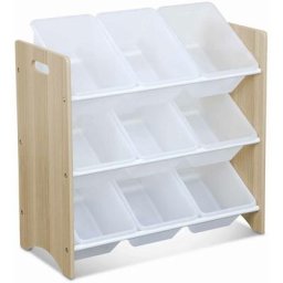 Meuble de rangement pour enfant avec 9 casiers - Tobias - MDF décor bois naturel, 64x29.5x60cm
