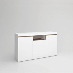 LÚZETE - BUFFET 3 PORTES 140 CM EDMOND - Blanc - Naturel