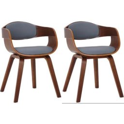 Lot de 2 chaises retro Kingston en similicuir Noyer/gris