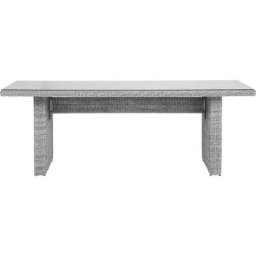Vinor Table de jardin 210 x 96 cm, avec plateau en verre, couleur sable.