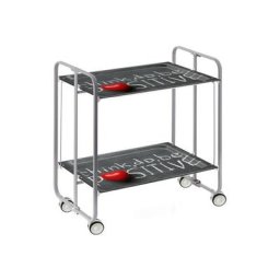 Don Hierro - Table roulante pliante bauhaus, 2 plateaux, châssis gris aluminium. - 61