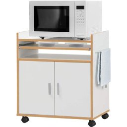 Chariot de Cuisine Roulant, Chariot pour Micro-Ondes avec Une Armoire, Trois Étagères et