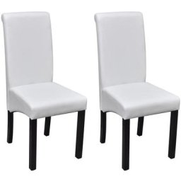 Lot de 2 Chaises de Cuisine,Chaises de salle à manger Blanc Similicuir,42 x 54,5 x 96 cm,Style