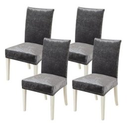 Moon-top - Housse de chaise de salle à manger extensible en velours Vintage Premium Upholstery Home