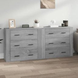 Lot de 2 Buffets Meuble de rangement Commode sonoma gris bois d'ingénierie 21345 - Gris