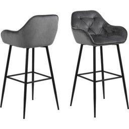 Brooke Tabouret de bar velours, gris foncé. - Grise