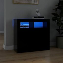 Buffet avec lumières led Bahut | Meuble de rangement Commode Noir 80x35x75 cm 81007 - Noir