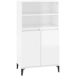 Buffet haut Blanc brillant 60x36x110 cm Bois d'ingénierie Vidaxl Blanc brillant