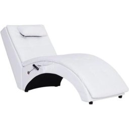 Vidaxl - Chaise longue de massage avec oreiller Blanc Similicuir Blanc