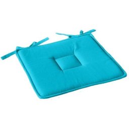 Homemaison - Galette plate unie en coton passepoil et nouettes Turquoise 40 x 40 cm - Turquoise