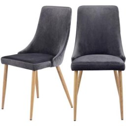 Chaise en velours (lot de 2) - Vinni - Gris