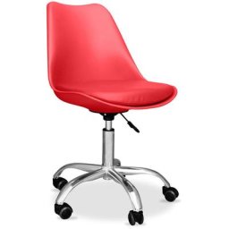 Chaise de bureau Tulip pivotante à roulettes Rouge - Acier, pp, Metal, Plastique, Nylon - Rouge