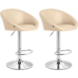 Lot de 2 tabourets de bar Miami V2 similicuir beige