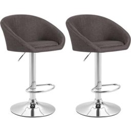 Set de 2 tabourets de bar Miami V2 tissu gris foncé