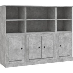 Buffets 3 pcs gris béton bois d'ingénierie Vidaxl Gris béton