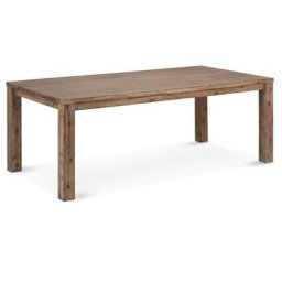 Alana Table de salle à manger 90x140 cm, en bois d'acacia teinté brun avec espace pour 2 extensions.