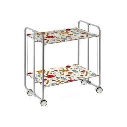 Don Hierro - Table roulante pliante bauhaus, 2 plateaux, châssis gris aluminium. - 53