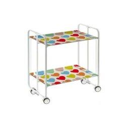 Don Hierro - Table roulante pliante bauhaus châssis blanc, 2 plateaux - 79