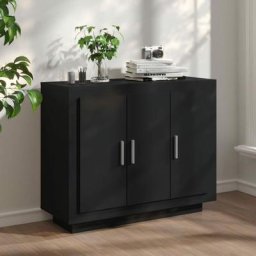 Buffet Bahut | Meuble de rangement Commode Noir 92x35x75 cm Bois d'ingénierie 58577 - Noir