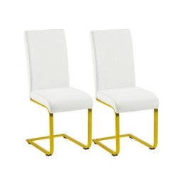 Lot de 2 chaises de Salle à Manger Blanches à balançoire Modernes rembourrées en Simili Cuir et