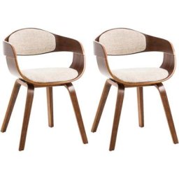 Lot de 2 chaises de salle à manger Kingston en Tissu Noyer/beige Noyer