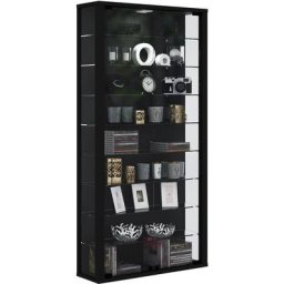 Vitrosa Maxi Vitrine murale avec 2 portes vitrées, 8 tablettes en verre, noir. - Noir