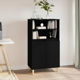Buffet haut Meuble de rangement | Commode Bahut Noir 60x36x110 cm Bois d'ingénierie 79741