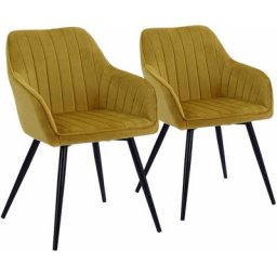 Lot de 2 chaises en velours bertille moutarde - Jaune