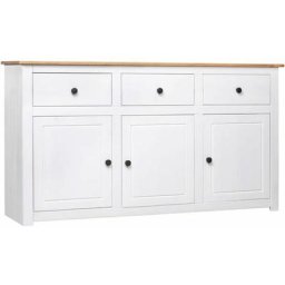 Buffet De Cuisine Buffet bas - Meuble de rangement - Blanc 135x40x80 cm Pin solide Gamme Panama