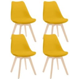 Thinia Home - Lot 4 Chaises de salle à manger Daria Style nordique 83x55x48cm Jaune