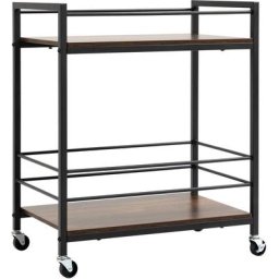 Homcom - Chariot de service desserte de cuisine à roulettes avec 2 plateaux en métal et aspect bois