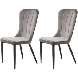 Hudson Chaise de salle à manger en velours gris. - Grise